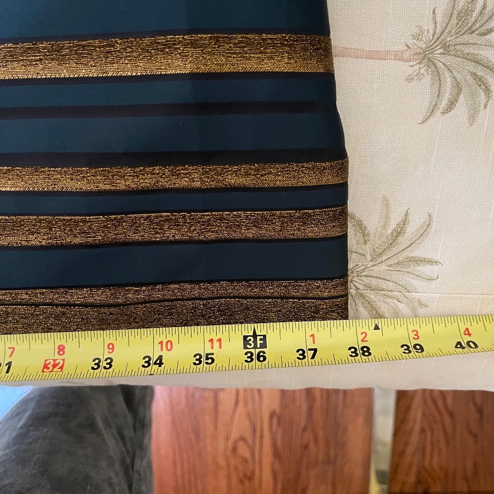 Kay Unger Navy and Gold Striped Halter Wedding Guest Gown - Picture 15 of 15